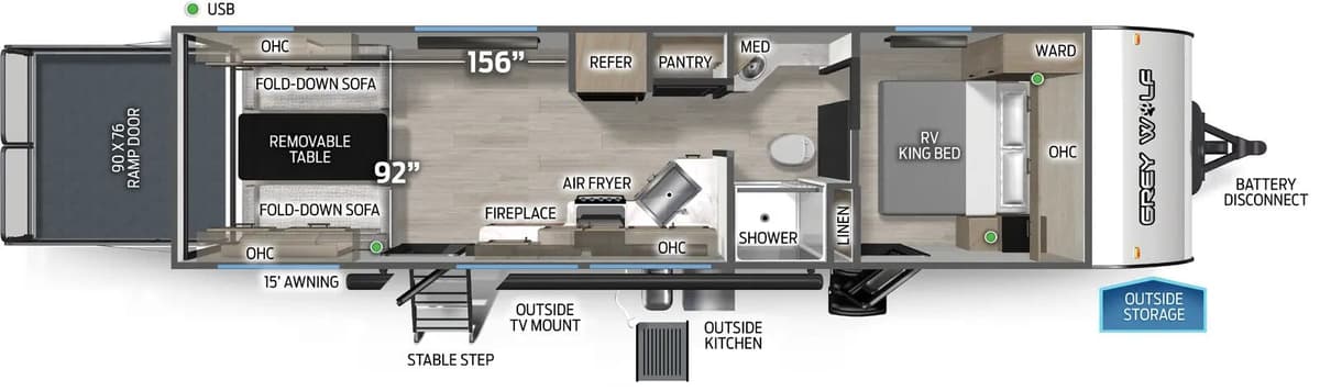 2027 Forest River Cherokee Grey Wolf 24RRT floorplan