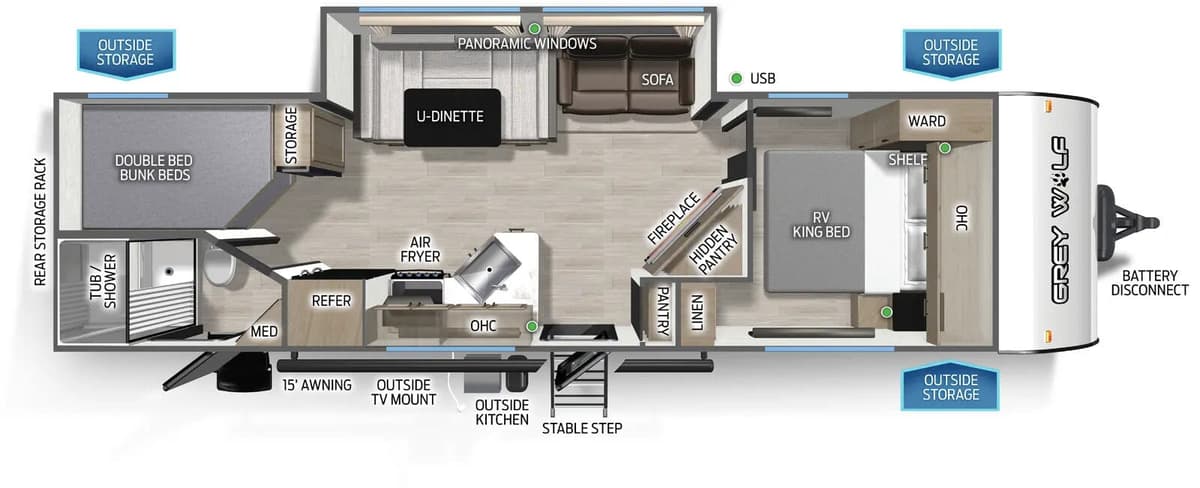 2027 Forest River Cherokee Grey Wolf 26KF floorplan