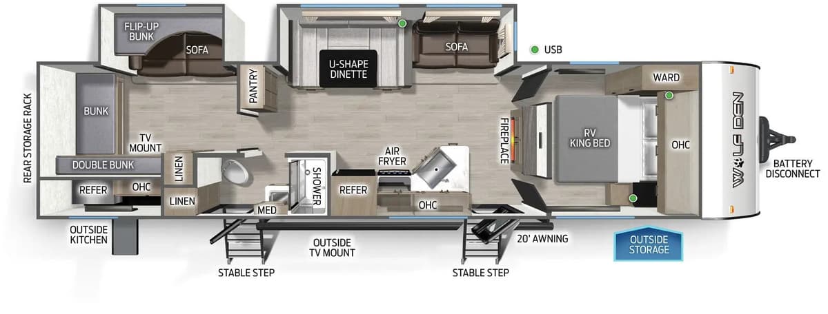 2027 Forest River Cherokee Wolf Den 301BH floorplan
