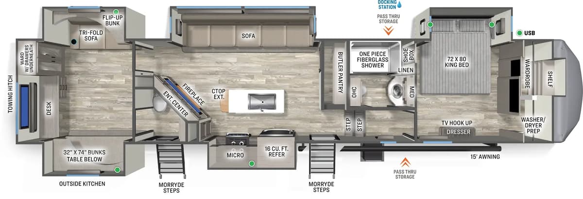 2026 Forest River Sandpiper 3844QUAD floorplan