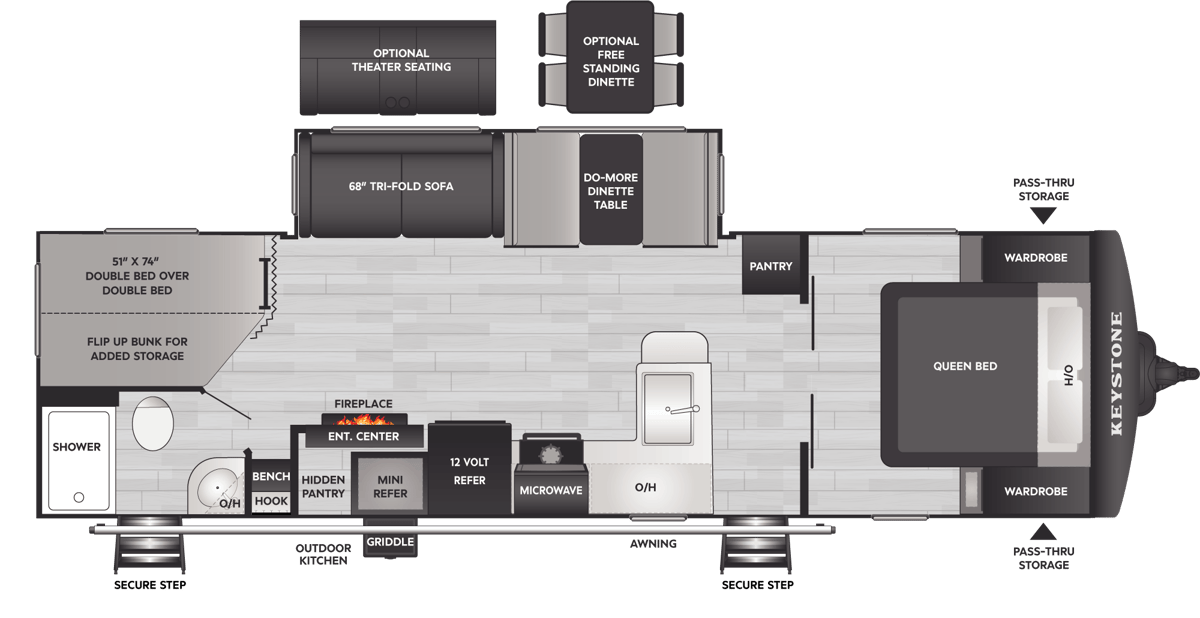 2025 Keystone Bullet Crossfire 290BHS floorplan