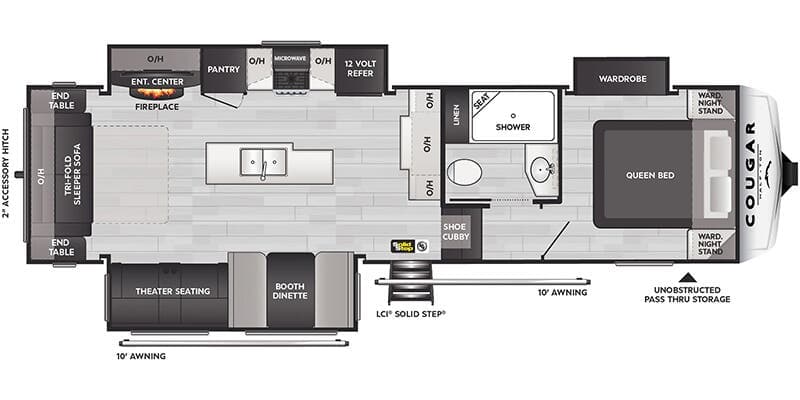 2026 Keystone Cougar Half-Ton 29RLI floorplan