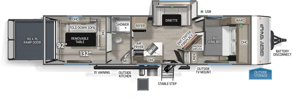 2026 Forest River Cherokee Grey Wolf 28RRT floorplan