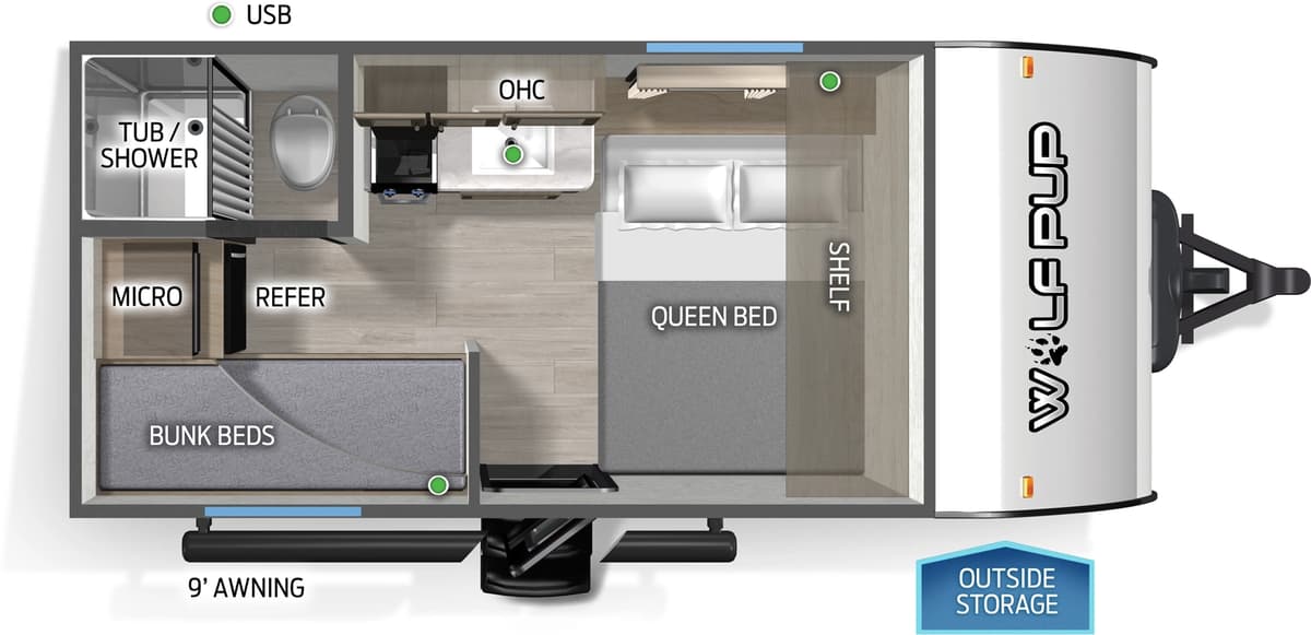 2026 Forest River Wolf Pup 14BHLP floorplan