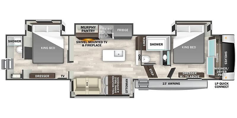 2026 Forest River Cedar Creek Experience 38DB floorplan