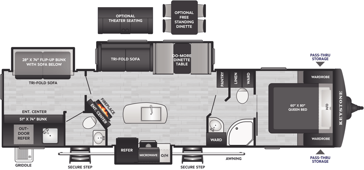 2026 Keystone Bullet Premium 330BKQ floorplan