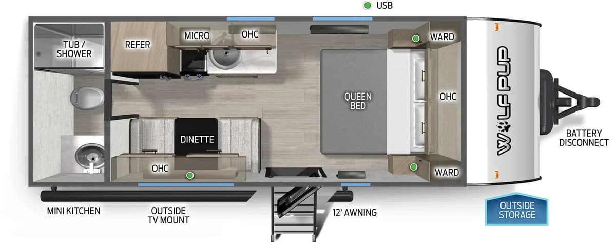 2027 Forest River Cherokee Wolf Pup 16FQW floorplan