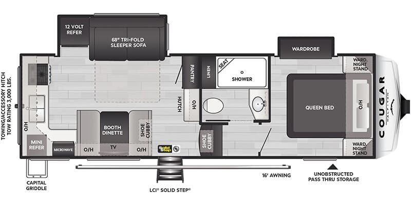 2026 Keystone Cougar Half-Ton 23MLE floorplan