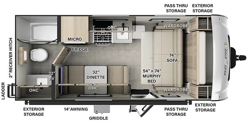 2026 Forest River Rockwood Geo Pro 19FD floorplan