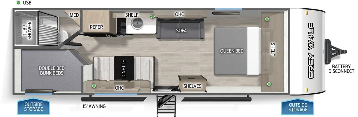 2026 Forest River Cherokee Grey Wolf 26LP floorplan