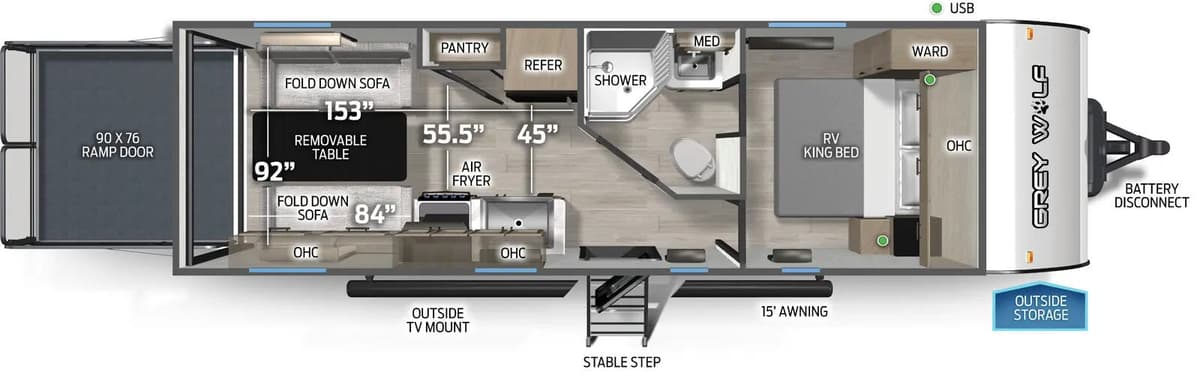 2027 Forest River Cherokee Grey Wolf Black Label 22RRBL floorplan